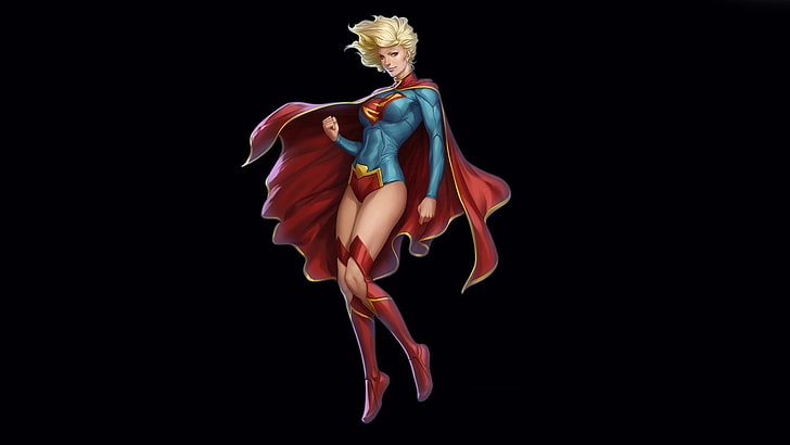 DC Supergirl, DC Comics, artwork, superheroines, black background, HD wallpaper