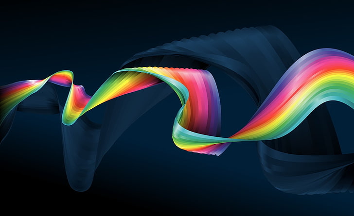 Rainbow Colors Dark Blue, red and multicolored curving rainbow wallpaper, HD wallpaper