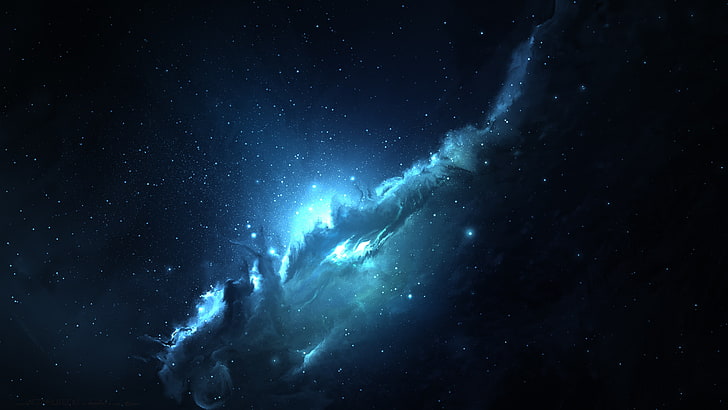 blue and black galaxy digital wallpaper, science fiction, space