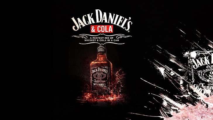 Jack Daniel's & Cola bottle advertisement screenshot, minimalism, HD wallpaper