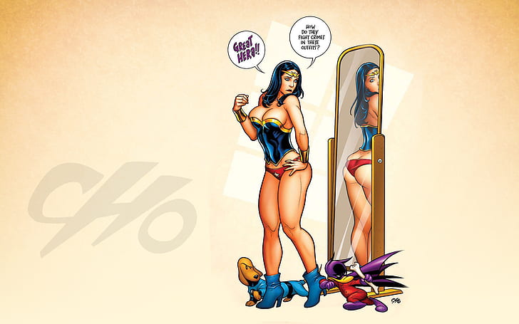 Wonder Woman DC Mirror Reflection HD, cartoon/comic, HD wallpaper
