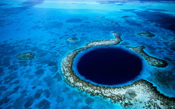 Great Blue Hole, Belize, ocean sink hole, beaches, 1920x1200, HD wallpaper
