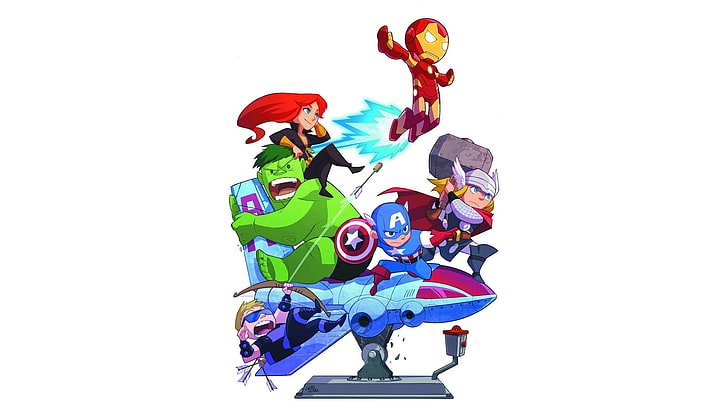 Marvel Avengers illustration, Iron Man, Marvel Comics, Hulk, Captain America, HD wallpaper