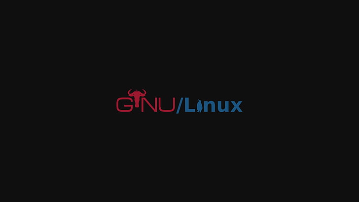 Ginu Linux logo, GNU, text, western script, communication, black background, HD wallpaper