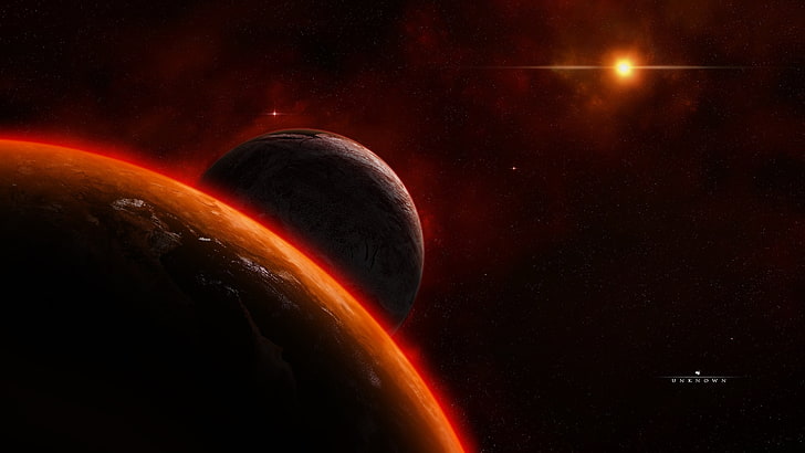 two planets digital wallpaper, space, astronomy, night, star - space, HD wallpaper