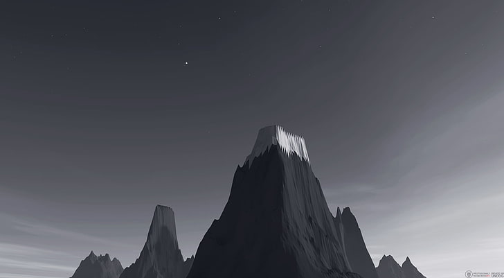mountains, low poly, isometric