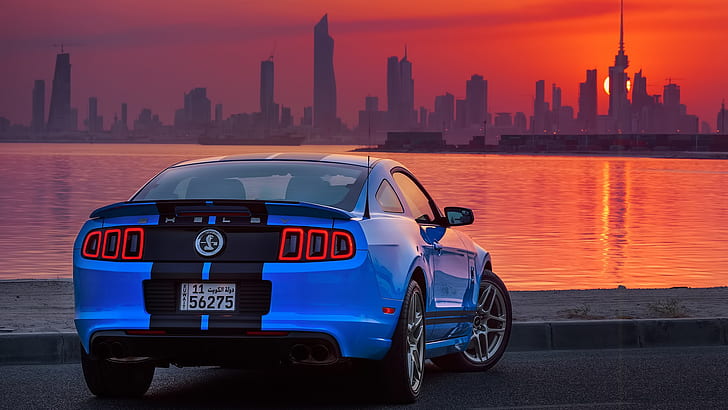 1360x768px Free Download Hd Wallpaper Water Sunset City The City Mustang Ford Shelby Gt500 Wallpaper Flare