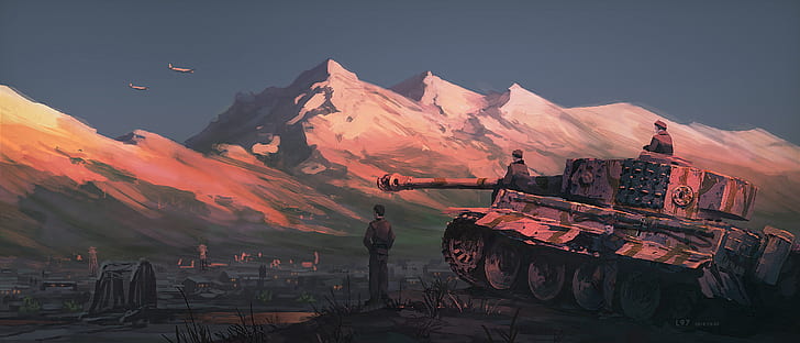 Tanks, Artistic, Soldier, Tiger Tank, HD wallpaper