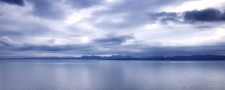 calm ocean under gray and blue cloudy sky during daytime, skye, skye