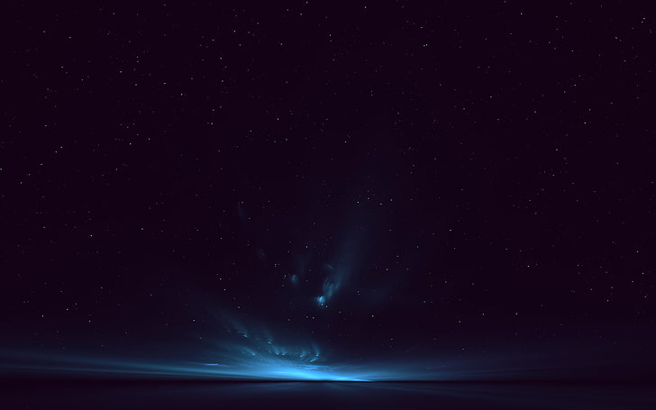 blue sky phenomenon digital wallpaper, dark sky with white light flares
