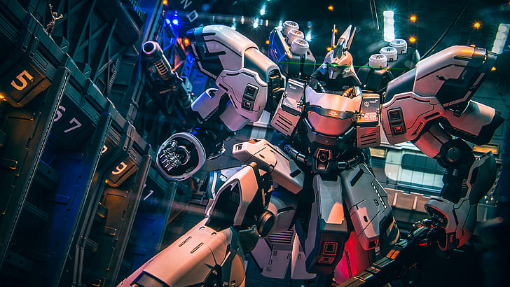 Mobile Suit Gundam, mech, science fiction, futuristic, diorama, HD wallpaper