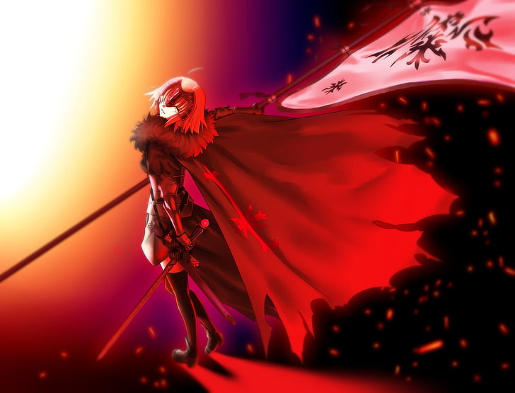 woman wearing red cape carrying sword digital wallpaper, Fate/Grand Order, HD wallpaper