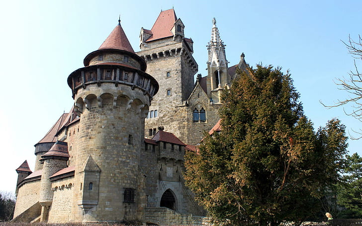 Burg Kreuzenstein, gray castle landmark, world, 2560x1600, europe