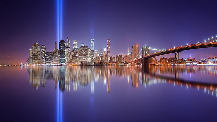 Brooklyn Bridge, city, New York City, Never Forget, Manhattan, HD wallpaper