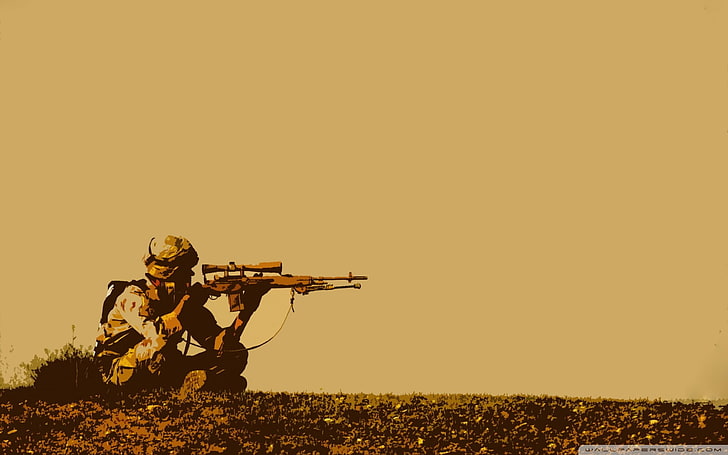 photo of soldier aiming rifle, sniper rifle, snipers, military