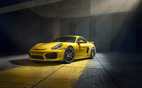 HD wallpaper: 2015 Porsche Cayman GT4 Yellow Car, Cars, Night, Design ...