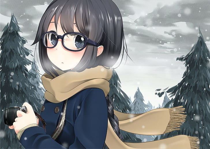 Hd Wallpaper Anime Girls Anime Scarf Original Characters Glasses