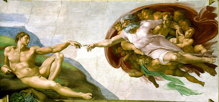 Michelangelo, The Creation Of Adam, Fresco Michelangelo, Museum: the Sistine chapel, HD wallpaper