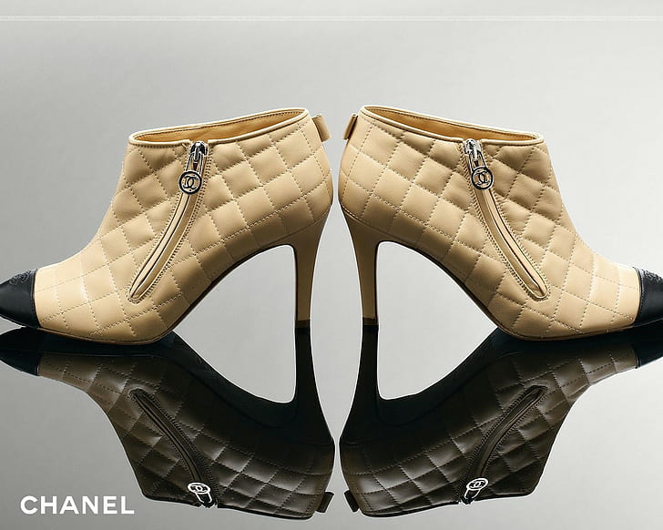 Chanel, Batelony, Classic, shoe, indoors, pair, studio shot, HD wallpaper
