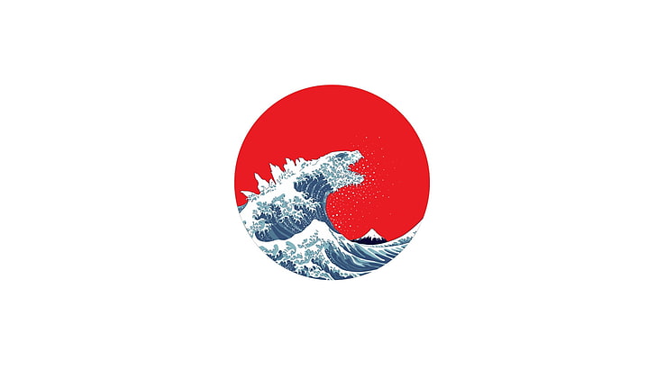 japan the great wave off kanagawa waves minimalism, white background, HD wallpaper