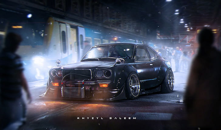 render, car, JDM, artwork, Khyzyl Saleem, Mazda, Mazda RX-3