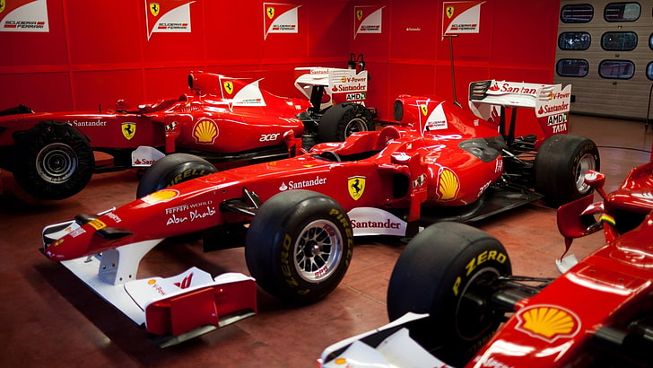 red and black formula car, Ferrari F1, Formula 1, race cars, vehicle