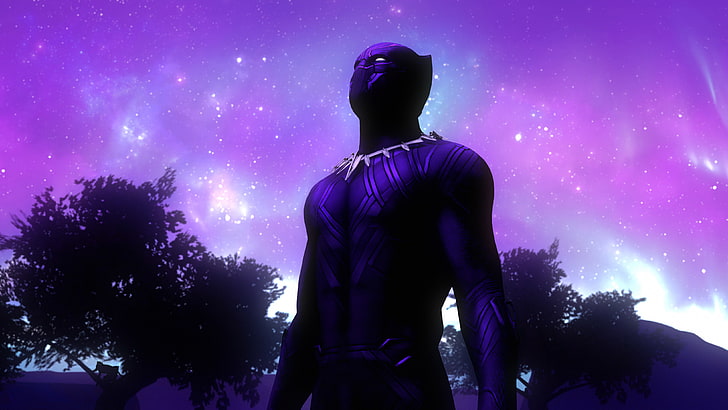 Purple suit, TChalla, Marvel Comics, Purple sky, 4K, Black Panther, HD wallpaper