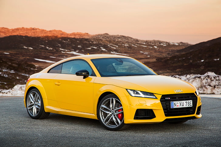 Audi, coupe, yellow, TTS, HD wallpaper