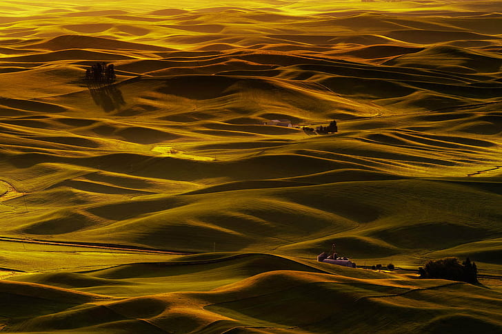 rippling body of water during sundown, golden, golden, Palouse Hills, HD wallpaper