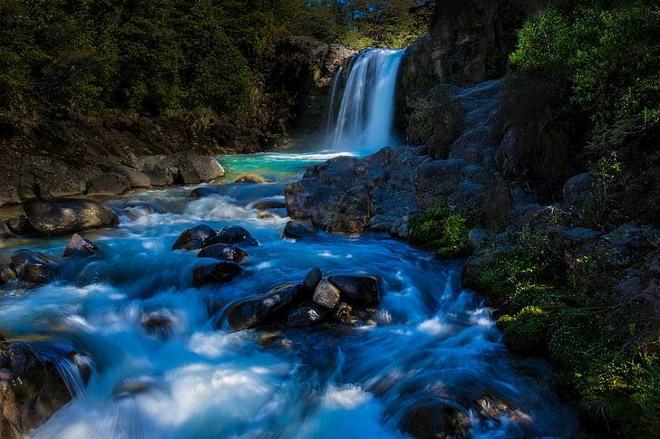 Tawhay Falls, Tongariro National Park, New Zealand, waterfalls, HD wallpaper