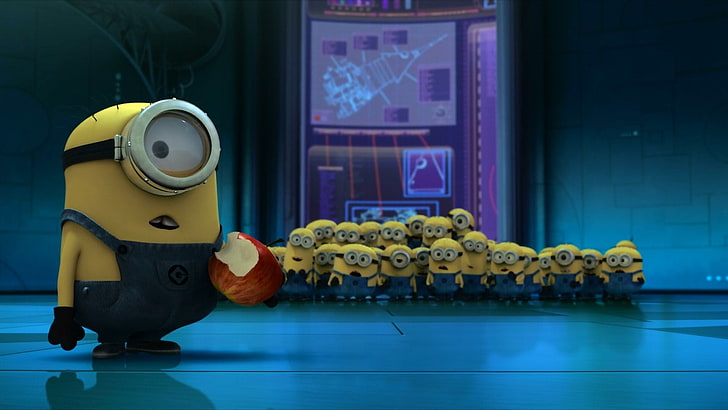 Despicable Me movie still, minions, movies, indoors, yellow, no people