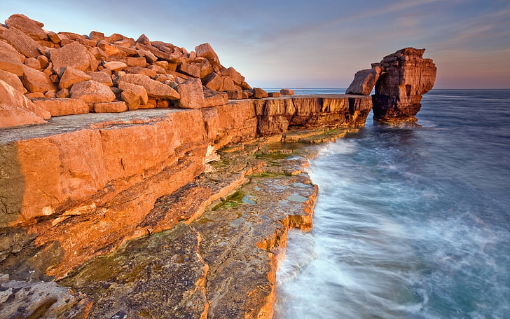 cliff beside body of water, landscape, nature, rock - object, HD wallpaper