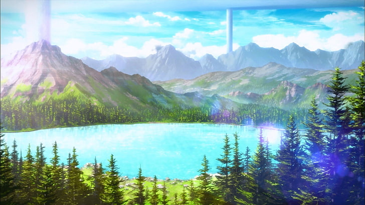 HD wallpaper: landscape wallpaper, anime, Sword Art Online, mountains,  trees | Wallpaper Flare