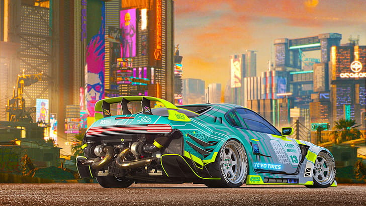 Auto, The city, Machine, Toyota, Art, Supra, Toyota Supra, Cyberpunk 2077, HD wallpaper