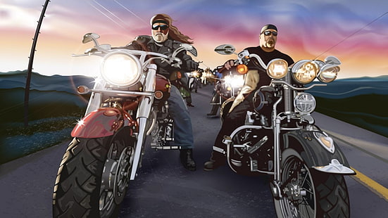 HD wallpaper: cartoons bikes chopper beard motorbikes bikers harleydavidson  1920x1080 Motorcycles Harley Davidson HD Art | Wallpaper Flare