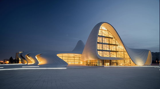 architecture, Azerbaijan, building, Clear Sky, Evening, landscape HD wallpaper
