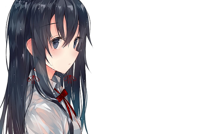 yukinoshita yukino, oregairu, school uniform, Anime, white background, HD wallpaper