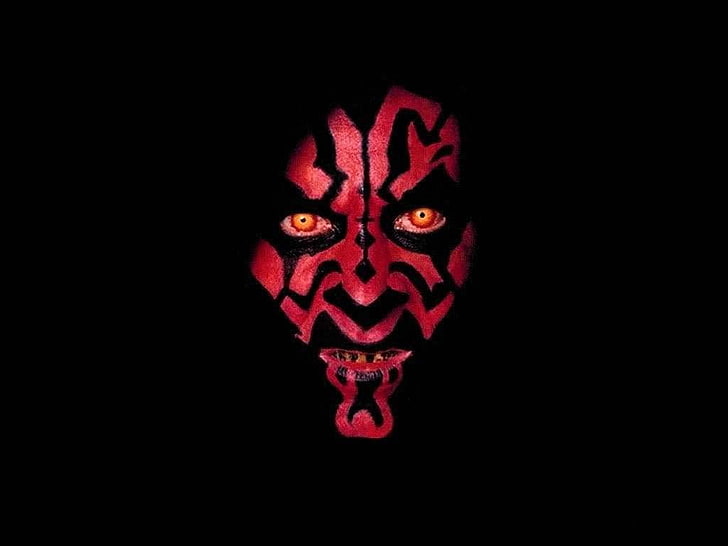 Darth Maul, Star Wars, Sith, Zabrak, black background, red, studio shot, HD wallpaper