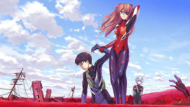 Neon Genesis Evangelion, Ikari Shinji, Asuka Langley Soryu, HD wallpaper