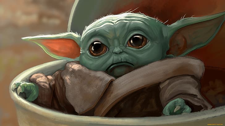 The Mandalorian, artwork, science fiction, Baby Yoda