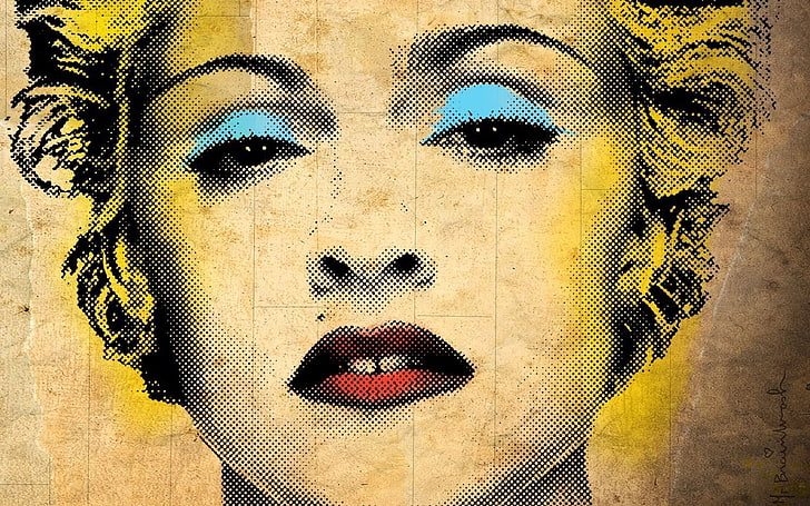 Marilyn Monroe painting, face, style, singer, Madonna, texture