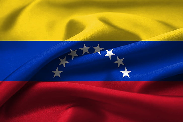 Venezuela, flag, blue, red, no people, textile, star shape, HD wallpaper
