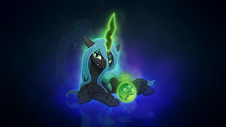 black unicorn anime character, mlp: fim, My Little Pony, green color, HD wallpaper