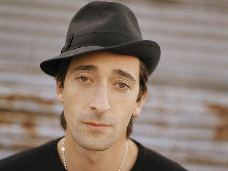 Adrien Brody, brown hair, hat, view, sadness, people, one Person