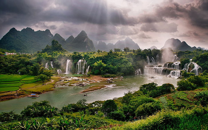 Detian Waterfall, Daxin County, Guangxi, China)  Desktop Wallpaper Hd 2880×1800
