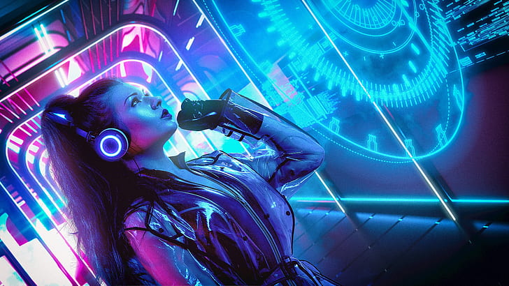 futuristic, cyberpunk, women, HD wallpaper