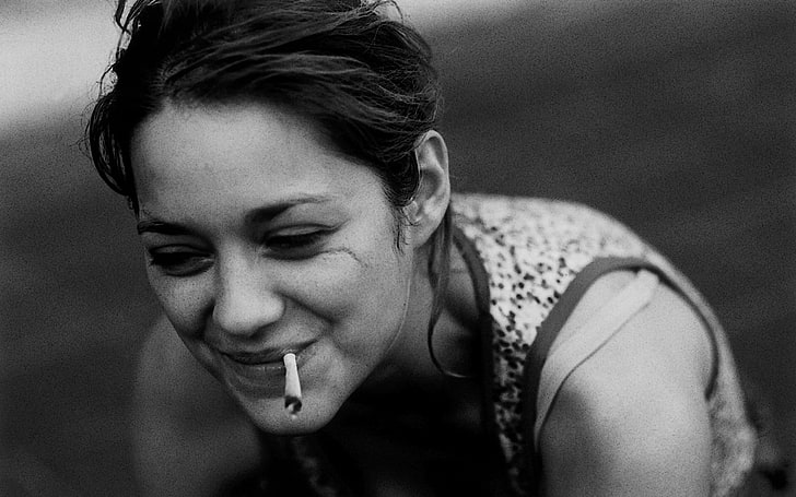 Marion Cotillard, smoking, cigarettes, one person, focus on foreground, HD wallpaper
