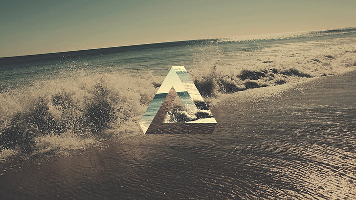 Palace logo seashore wallpaper, triangle, geometry, beach, Penrose triangle, HD wallpaper