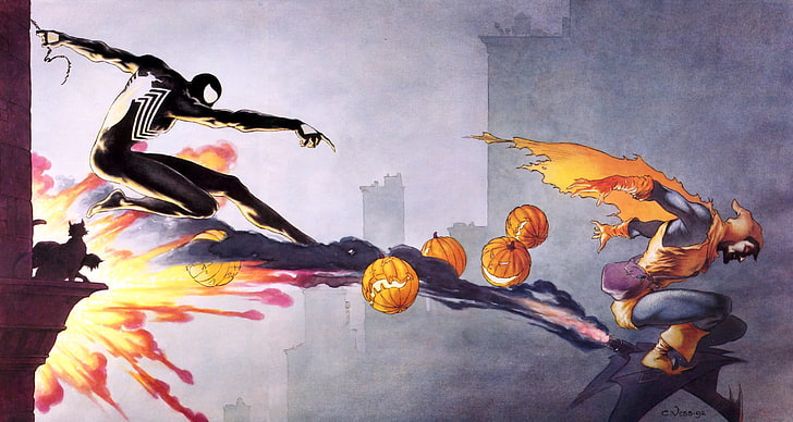 Venom illustration, Spider-Man, Hobgoblin, Marvel Comics, art and craft, HD wallpaper