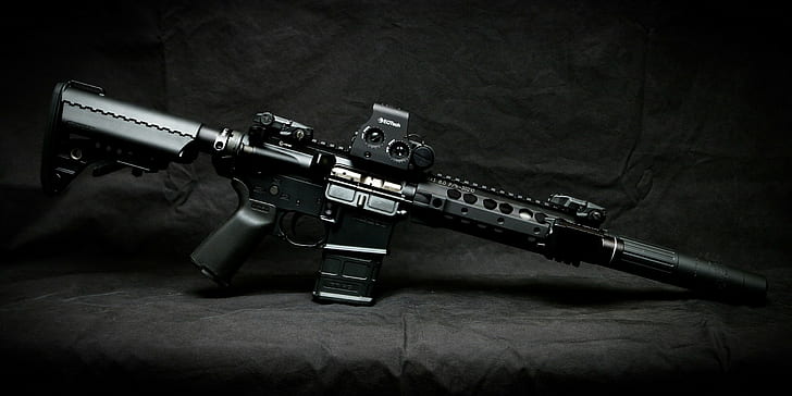 AR-15, assault rifle, black rifle, HD wallpaper